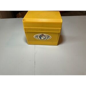 Vintage Kitchen Tested Recipes Recipe Box Card‎ Holder Divider Tabs Yellow